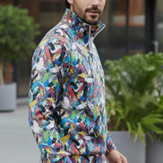 Digital Impasto Paint Stroke Half-Zip - Heavyweight Cotton Pullover for Fine Artists & Curators by Aesthetic Rebellion