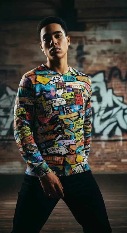 Abstract All Over Print Sweatshirt – Heavyweight Cotton Crewneck by Aesthetic Rebellion