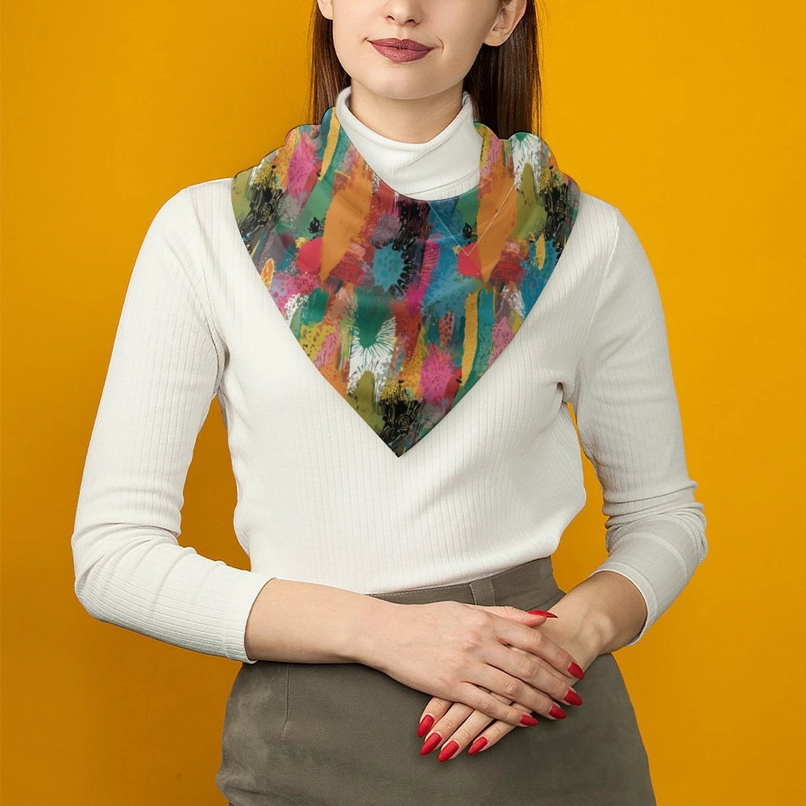 Square Printed Scarves with Skin-friendly Imitated Silk by SALE_DESIGN-Personal Design