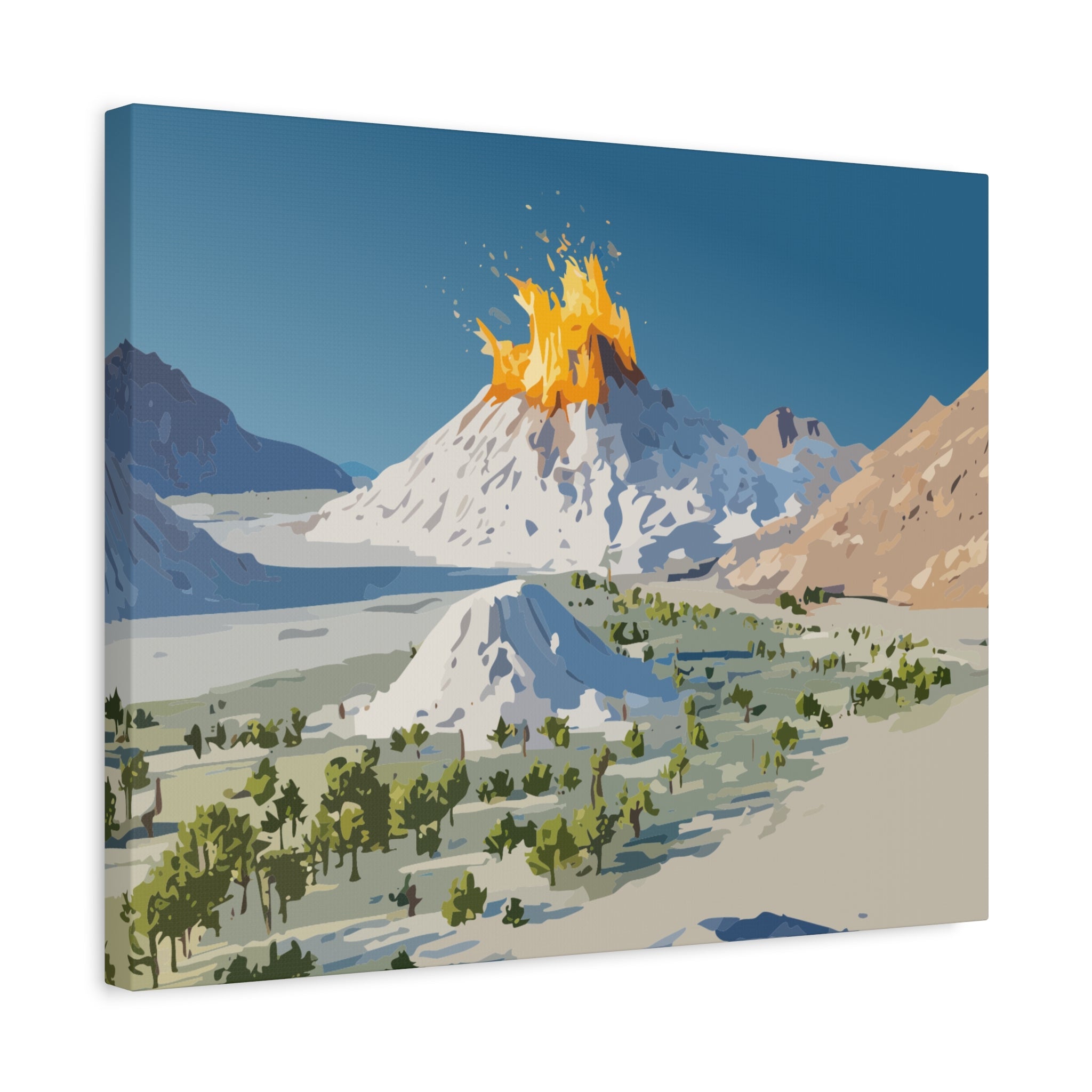 Tropical Volcano Eruption Canvas Print for Nature-Obsessed Interiors — Island Adventure Wall Art, FSC-Certified Matte Stretched Canvas, Home Decor Gift for Wanderlust Collectors