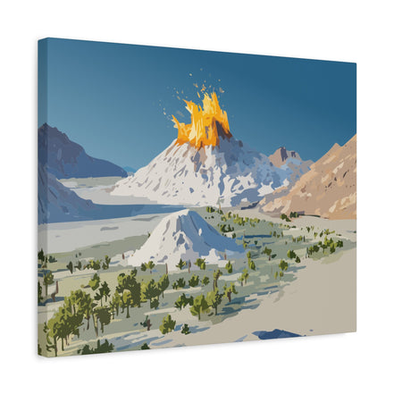 Tropical Volcano Eruption Canvas Print for Nature-Obsessed Interiors — Island Adventure Wall Art, FSC-Certified Matte Stretched Canvas, Home Decor Gift for Wanderlust Collectors