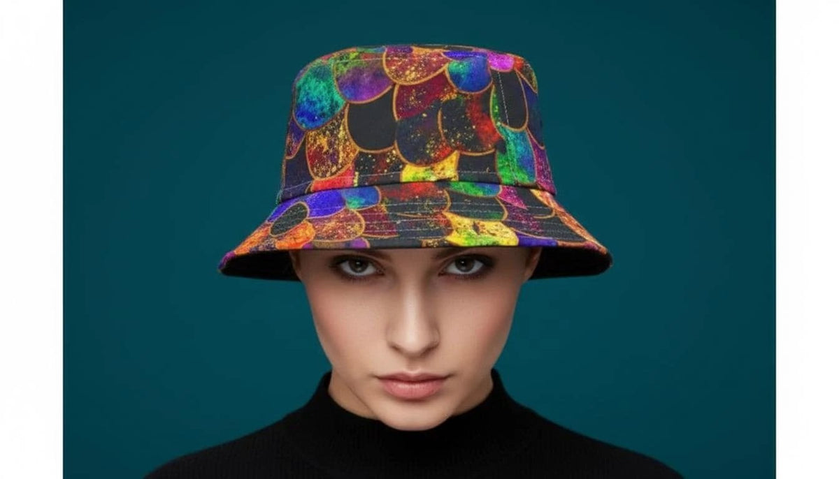 Maximalist Print Bucket Hat - Zany Stitch Detail, USA Made by Aesthetic Rebellion