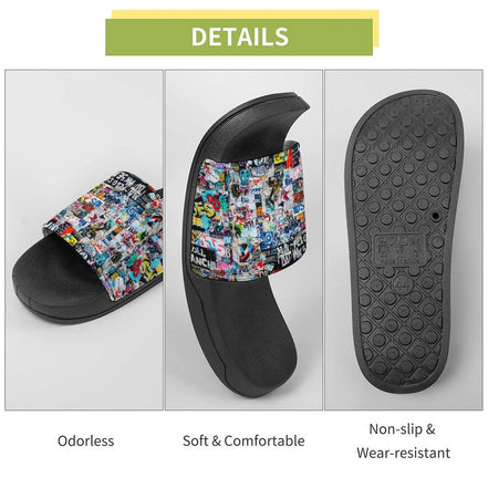 "Tag Swag" All-Over Print Slides | Bold Abstract Art PVC Slippers by Aesthetic Rebellion