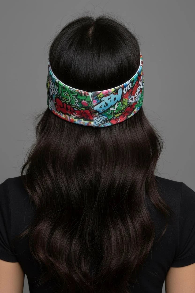 Graffiti Street Art Sports Headband - Sweat-Wicking Maximalist Hairband for HIIT, Running & Urban Fitness - Aesthetic Rebellion
