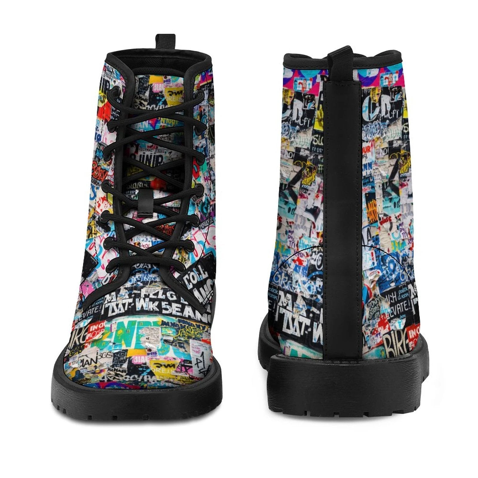 Urban Graffiti Combat Boots – All-Over Print Martin Boots – Maximalist Street Art Footwear by SALE_DESIGN-Personal Design