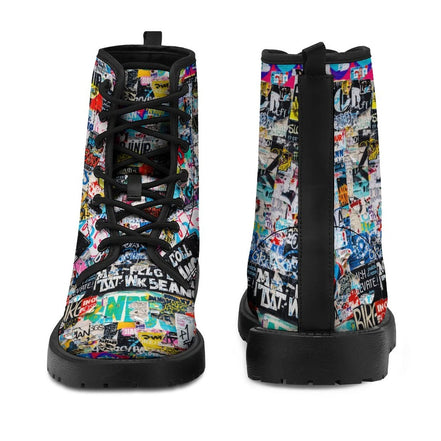 Urban Graffiti Combat Boots – All-Over Print Martin Boots – Maximalist Street Art Footwear by SALE_DESIGN-Personal Design