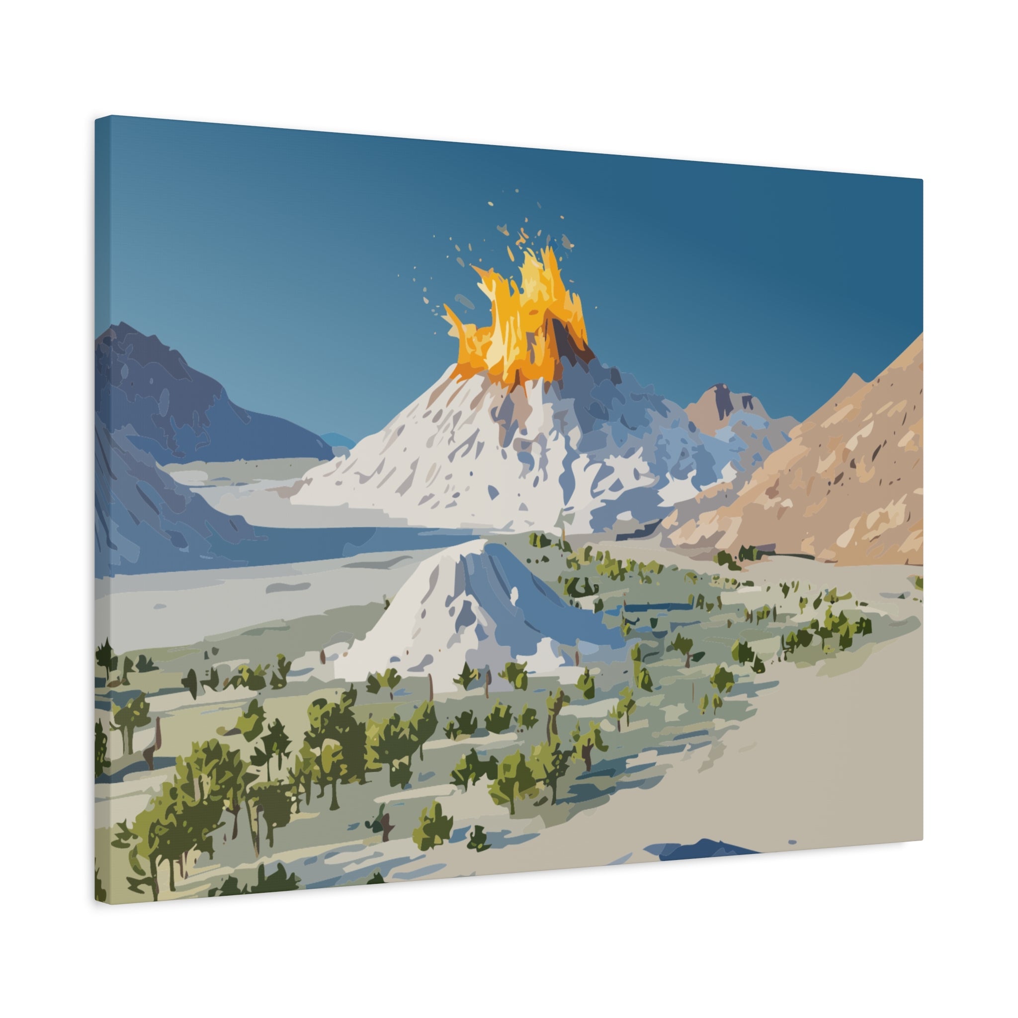 Tropical Volcano Eruption Canvas Print for Nature-Obsessed Interiors — Island Adventure Wall Art, FSC-Certified Matte Stretched Canvas, Home Decor Gift for Wanderlust Collectors