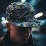 Abstract Fractal Art Flat Brim Cap • Maximalist Streetwear Snapback by Aesthetic Rebellion