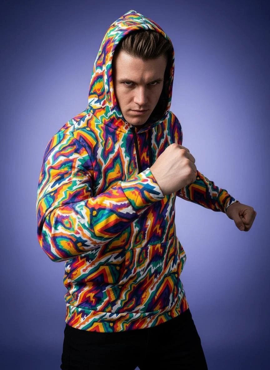 StreetsmArt Collage Athletic Hoodie - Heavyweight Maximalist Gym Wear - Designer Graffiti Activewear by Aesthetic Rebellion