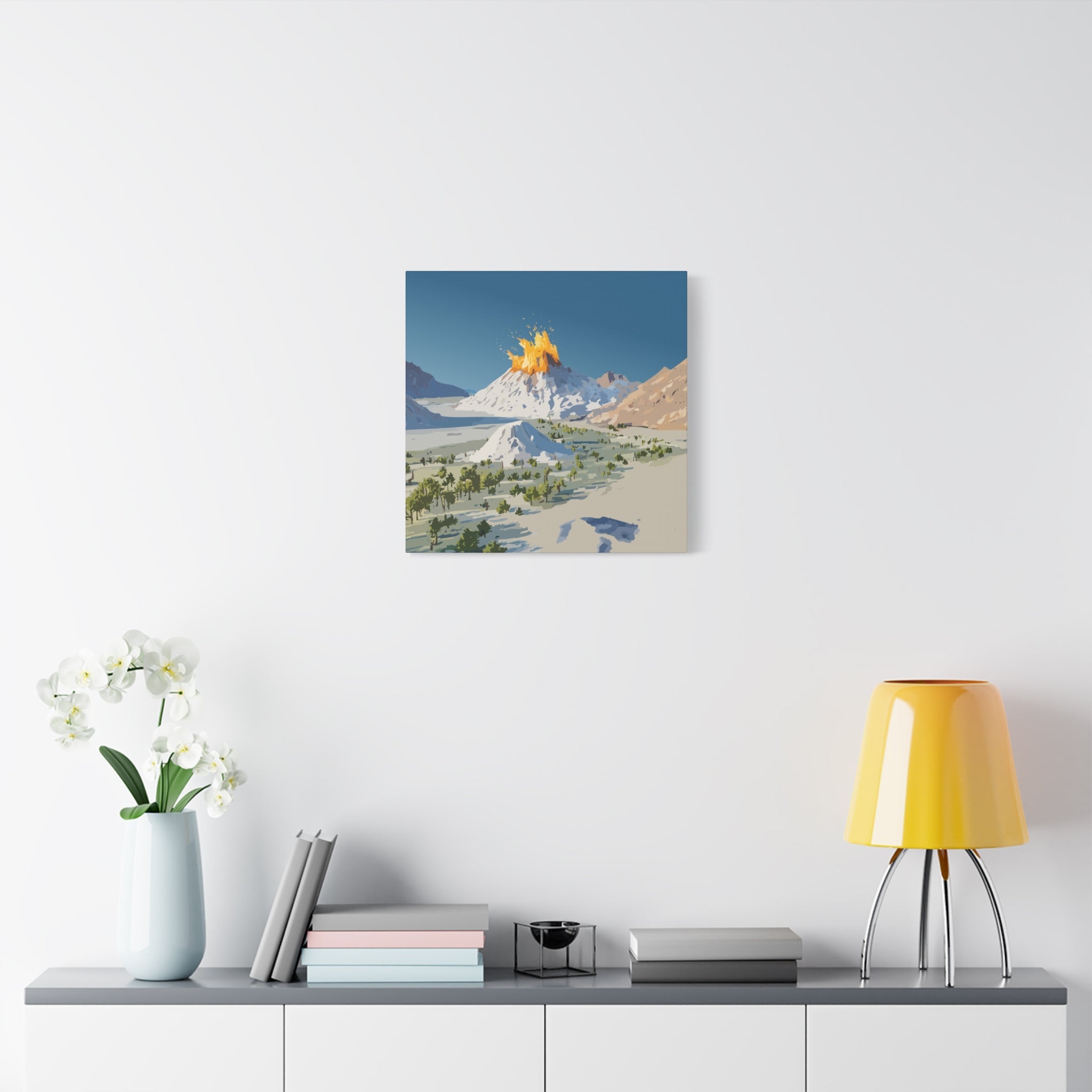 Tropical Volcano Eruption Canvas Print for Nature-Obsessed Interiors — Island Adventure Wall Art, FSC-Certified Matte Stretched Canvas, Home Decor Gift for Wanderlust Collectors
