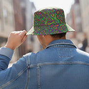 Alligator Bites Neon Geometric Bucket Hat - Edgy Psychedelic Rave Hat for Dubstep & Alt-Fashion by Aesthetic Rebellion