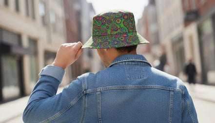 Alligator Bites Neon Geometric Bucket Hat - Edgy Psychedelic Rave Hat for Dubstep & Alt-Fashion by Aesthetic Rebellion