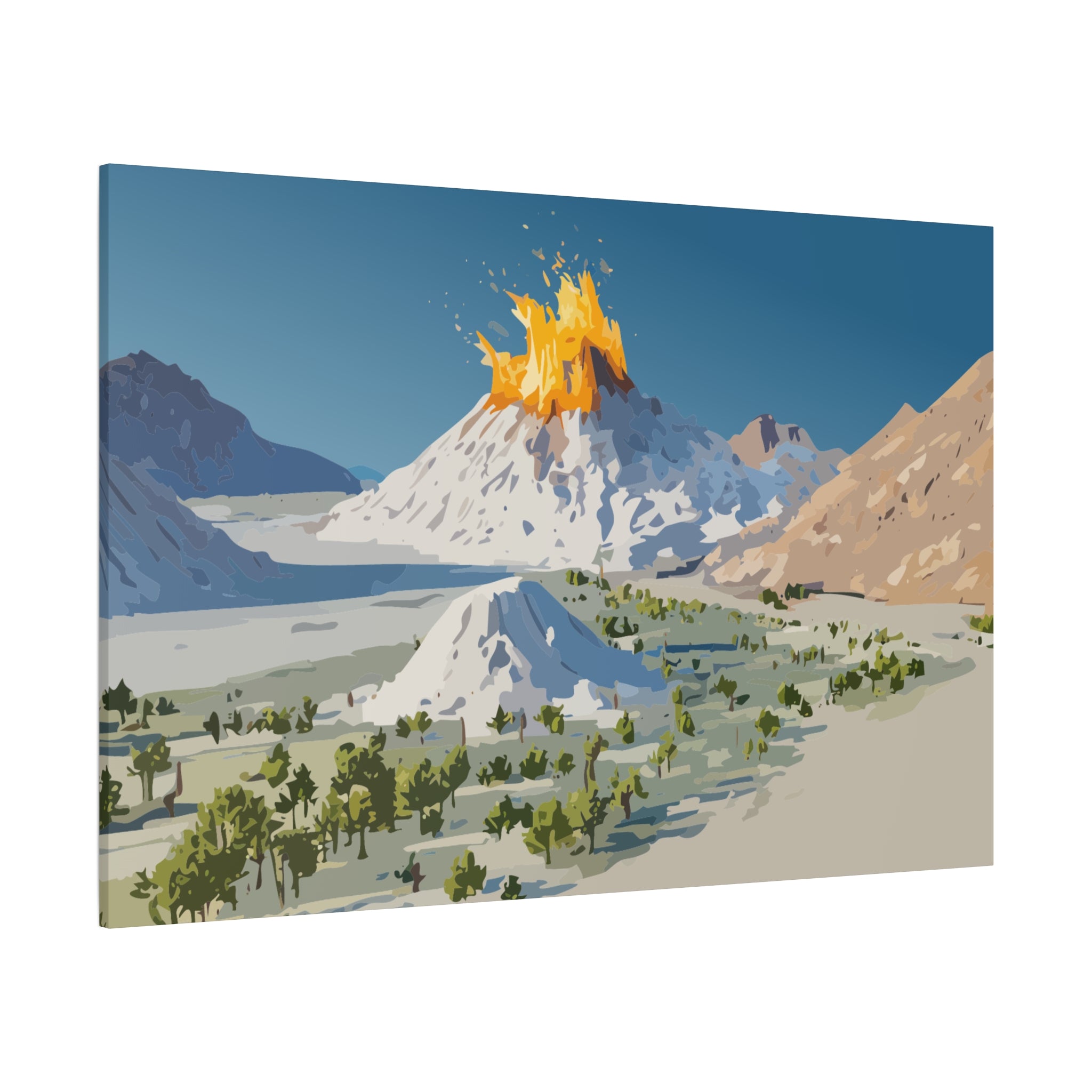 Tropical Volcano Eruption Canvas Print for Nature-Obsessed Interiors — Island Adventure Wall Art, FSC-Certified Matte Stretched Canvas, Home Decor Gift for Wanderlust Collectors