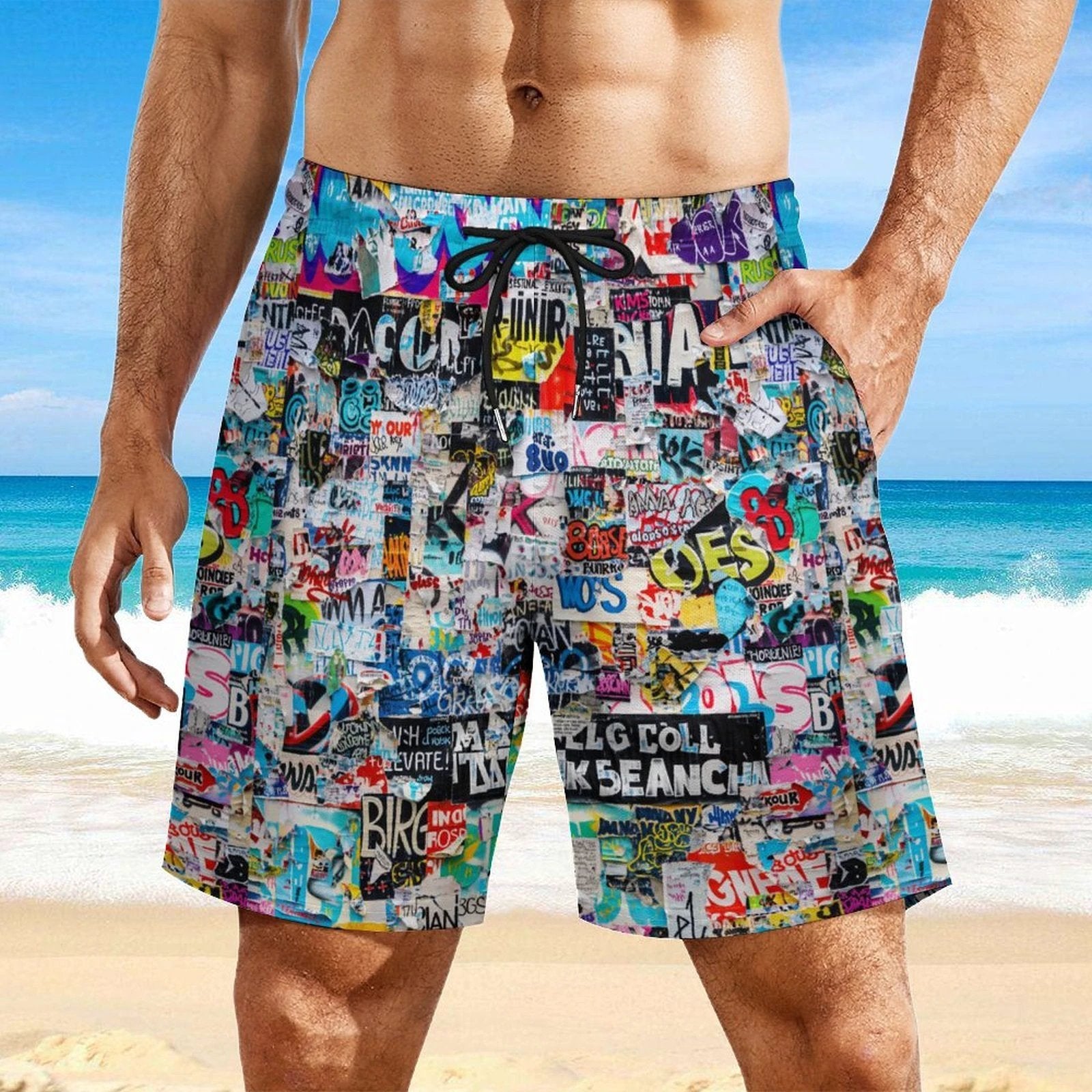 Men's Beach Shorts with 4 Pockets by SALE_DESIGN-Personal Design