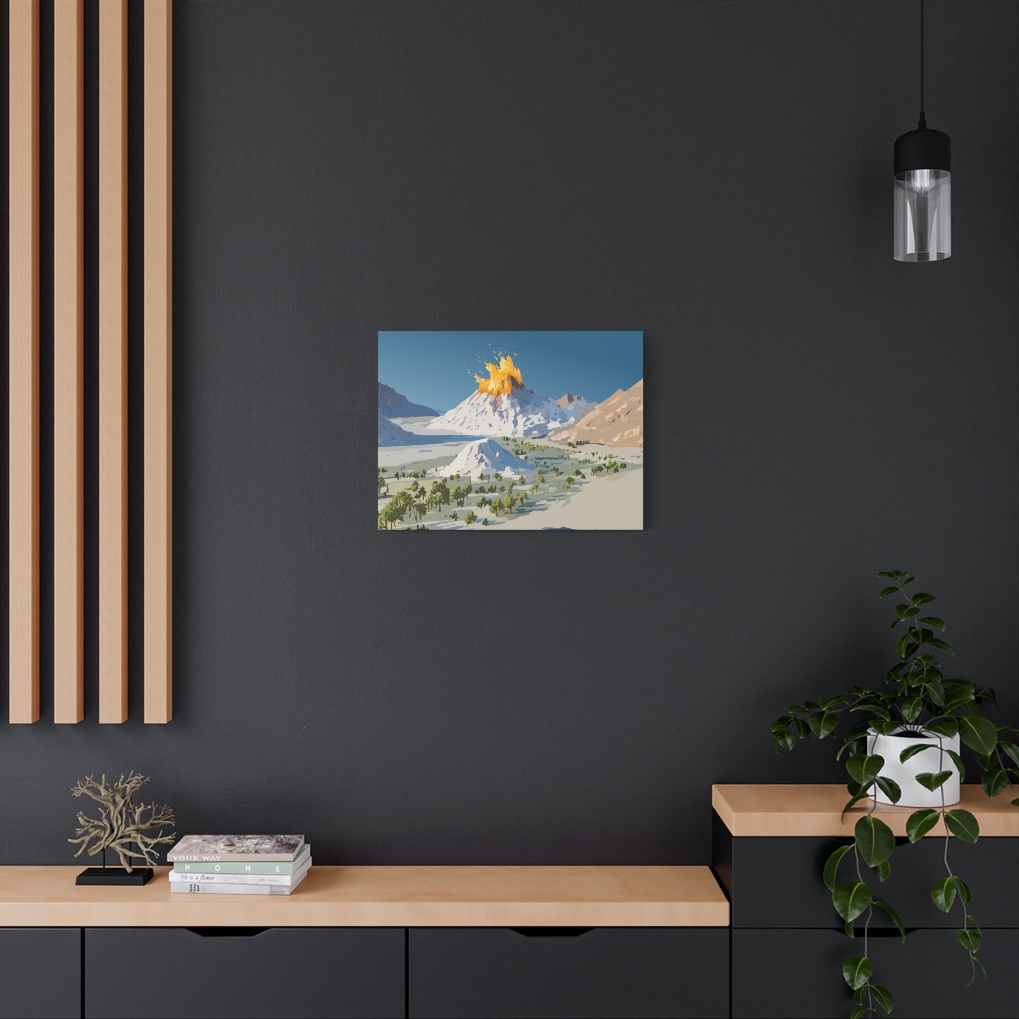 Tropical Volcano Eruption Canvas Print for Nature-Obsessed Interiors — Island Adventure Wall Art, FSC-Certified Matte Stretched Canvas, Home Decor Gift for Wanderlust Collectors