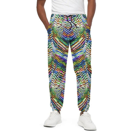 Neon Zebra Psychedelic Joggers - Elastic Waist Cotton Streetwear Pants for Festival Shuffling & Bold Style by Aesthetic Rebellion