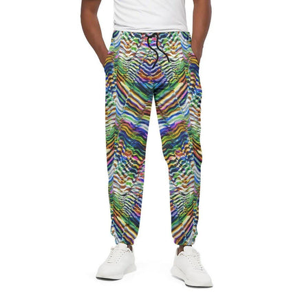 Neon Zebra Psychedelic Joggers - Elastic Waist Cotton Streetwear Pants for Festival Shuffling & Bold Style by Aesthetic Rebellion