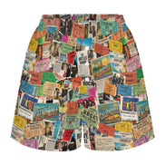 Maximalist Lounge Shorts for WFH Self-Expressers — Ticket Nation AOP Sleep Shorts, Aesthetic Pajama Wear, Inclusive Plus Size Loungewear, Statement Sleepwear, Women's Bold Print