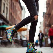 Vandals Velvet Martin Short Boots - Designer All-Over Print Combat Boots for Edgy Streetwear by Aesthetic Rebellion