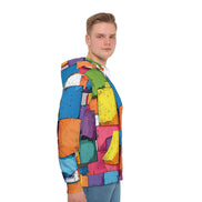 Maximalist Geometric Block Print Hoodie - Vibrant Architectural AOP Sweatshirt for Tech-Creatives by Aesthetic Rebellion