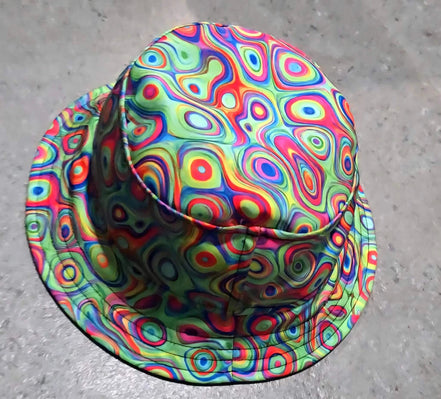Alligator Bites Neon Geometric Bucket Hat - Edgy Psychedelic Rave Hat for Dubstep & Alt-Fashion by Aesthetic Rebellion