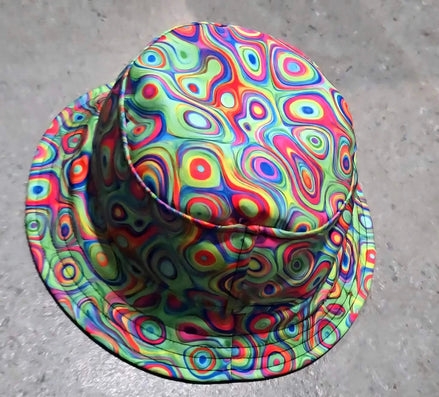Alligator Bites Neon Geometric Bucket Hat - Edgy Psychedelic Rave Hat for Dubstep & Alt-Fashion by Aesthetic Rebellion