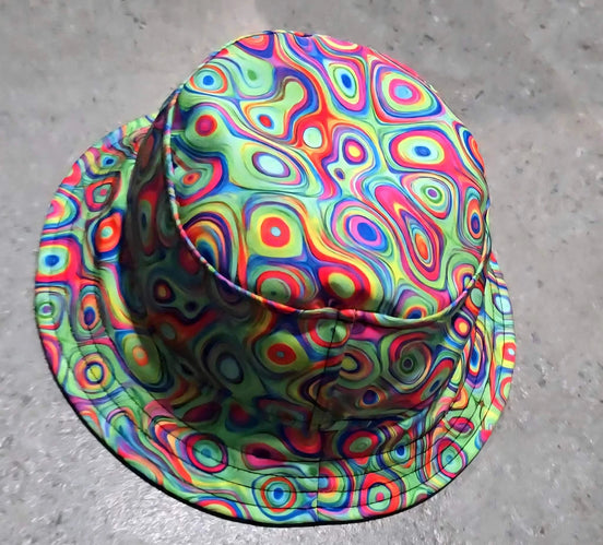 Alligator Bites Neon Geometric Bucket Hat - Edgy Psychedelic Rave Hat for Dubstep & Alt-Fashion by Aesthetic Rebellion