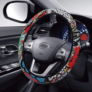 Psychedelic All-Over Print Steering Wheel Cover - Anti-Slip Maximalist Car Decor for Artistic Drivers by Aesthetic Rebellion