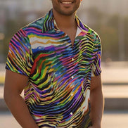 Ethereal Zebra Colorful Button-Up - Business Casual Maximalist Shirt for Creative Professionals by Aesthetic Rebellion