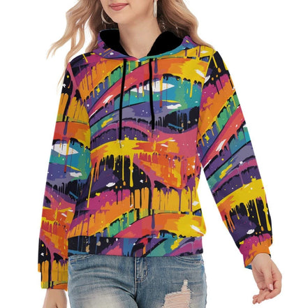 Trippy Abstract Hoodie – Neon Pink & Obsidian Rave Wear, 310GSM Cotton Pullover by Aesthetic Rebellion