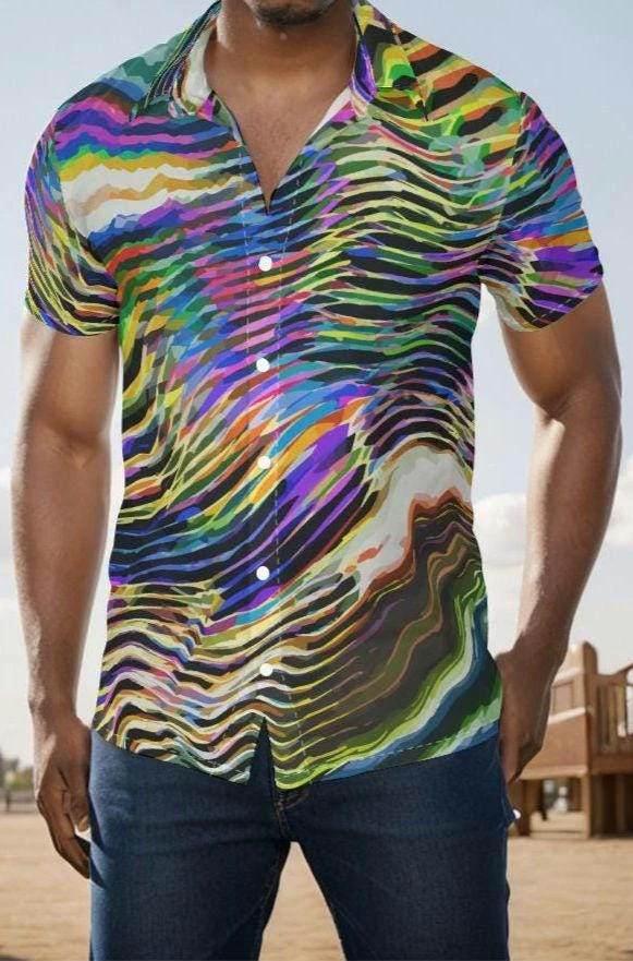 Ethereal Zebra Colorful Button-Up - Business Casual Maximalist Shirt for Creative Professionals by Aesthetic Rebellion