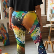Abstract Expressionist Paint Splash Leggings - High-Waist Plus Size Tights for Bold Fitness by Aesthetic Rebellion