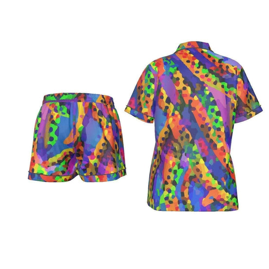 Vibrant Sunset Gradient Silk-Like Pajama Set - Luxury Summer Loungewear for Bold Comfort by Aesthetic Rebellion