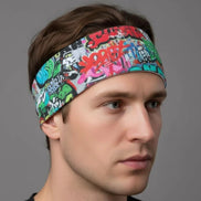Graffiti Street Art Sports Headband - Sweat-Wicking Maximalist Hairband for HIIT, Running & Urban Fitness - Aesthetic Rebellion