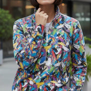 Digital Impasto Paint Stroke Half-Zip - Heavyweight Cotton Pullover for Fine Artists & Curators by Aesthetic Rebellion
