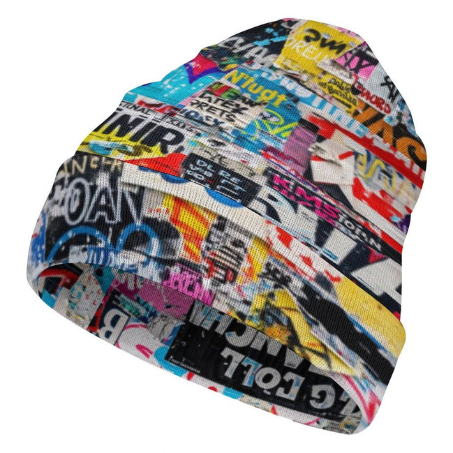 Street Swag All-Over Print Knit Beanie | Bold Abstract Art Streetwear Hat by Aesthetic Rebellion
