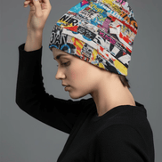Street Swag All-Over Print Knit Beanie | Bold Abstract Art Streetwear Hat by Aesthetic Rebellion