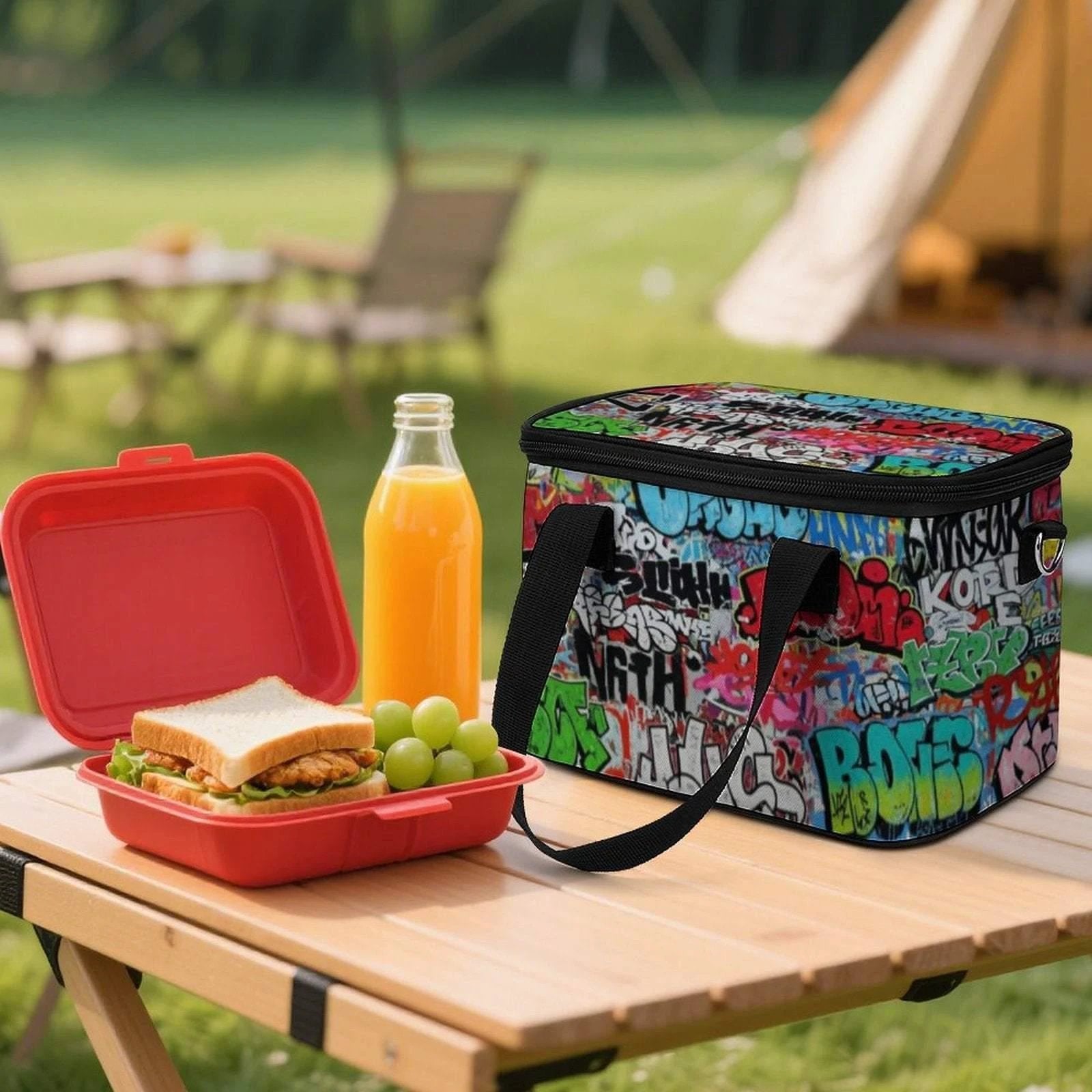 Maximalist Graffiti Portable Cooler Bag - Insulated Oxford Tote for Festivals, Beach Days & Designer Lunches by Aesthetic Rebellion