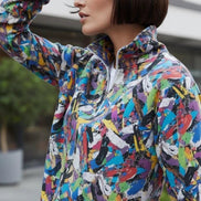 Digital Impasto Paint Stroke Half-Zip - Heavyweight Cotton Pullover for Fine Artists & Curators by Aesthetic Rebellion