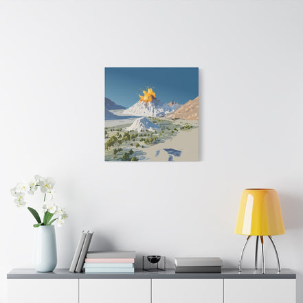 Tropical Volcano Eruption Canvas Print for Nature-Obsessed Interiors — Island Adventure Wall Art, FSC-Certified Matte Stretched Canvas, Home Decor Gift for Wanderlust Collectors