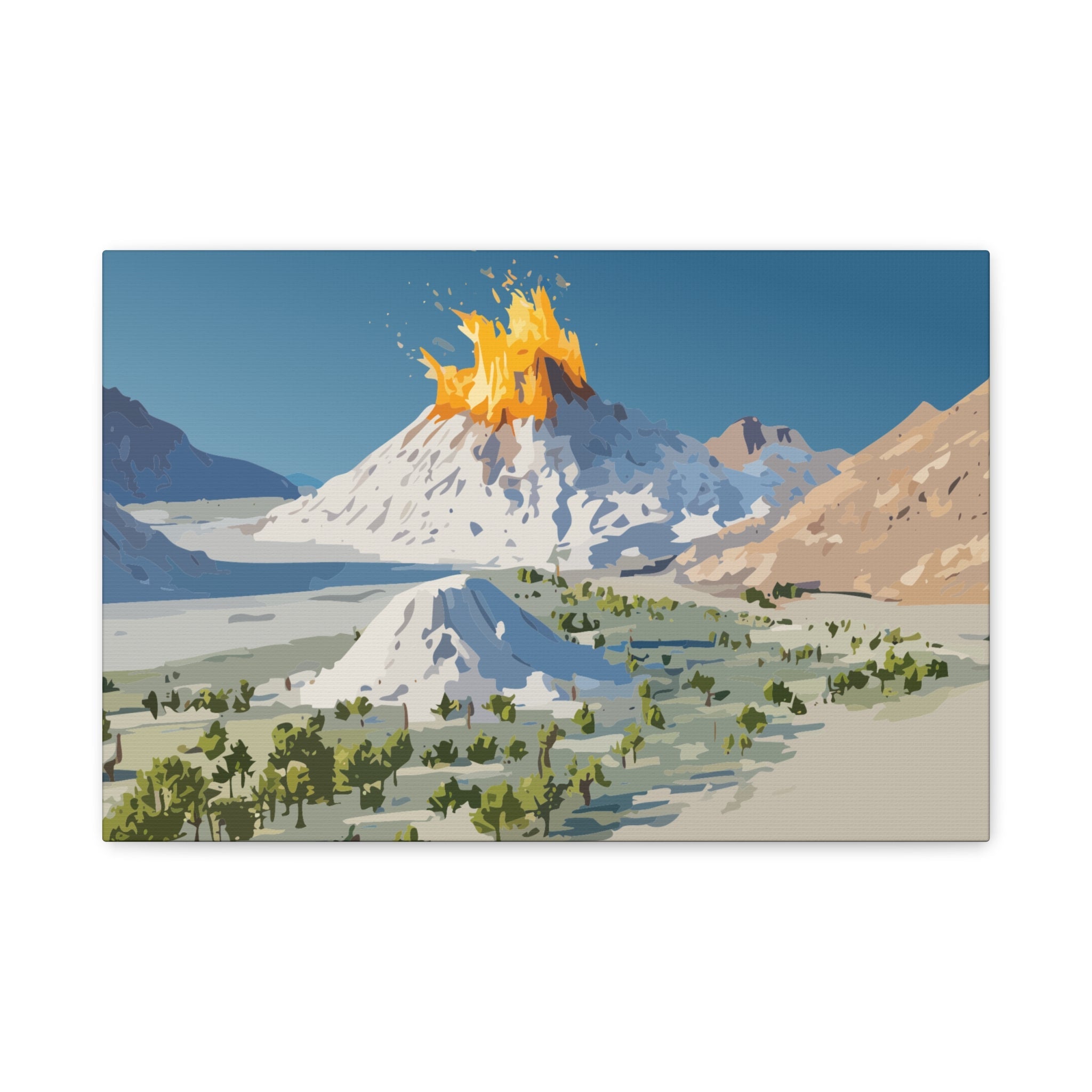 Tropical Volcano Eruption Canvas Print for Nature-Obsessed Interiors — Island Adventure Wall Art, FSC-Certified Matte Stretched Canvas, Home Decor Gift for Wanderlust Collectors