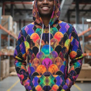 Rainbow Fish Primal Print Hoodie - Vibrant Aquatic Art Sweatshirt for Bold Streetwear by Aesthetic Rebellion