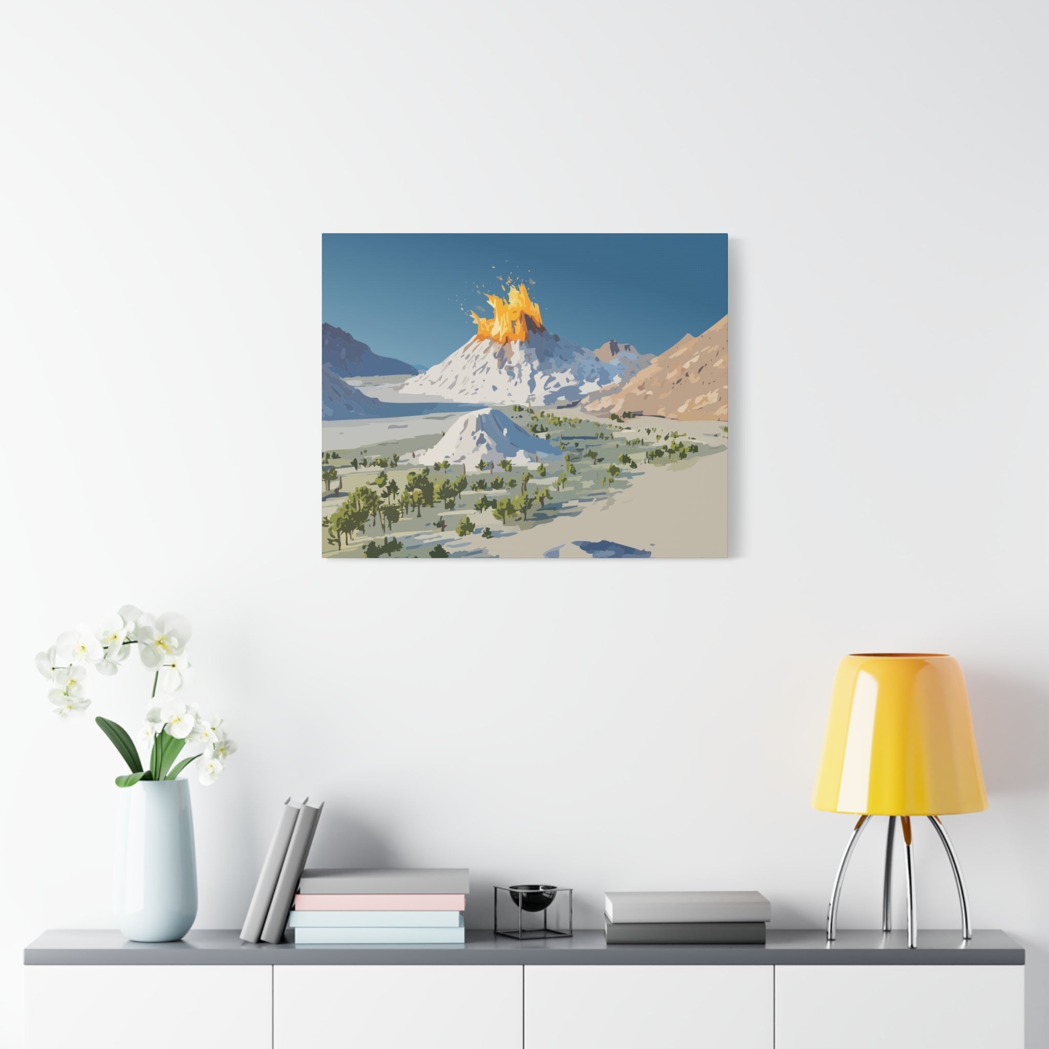 Tropical Volcano Eruption Canvas Print for Nature-Obsessed Interiors — Island Adventure Wall Art, FSC-Certified Matte Stretched Canvas, Home Decor Gift for Wanderlust Collectors