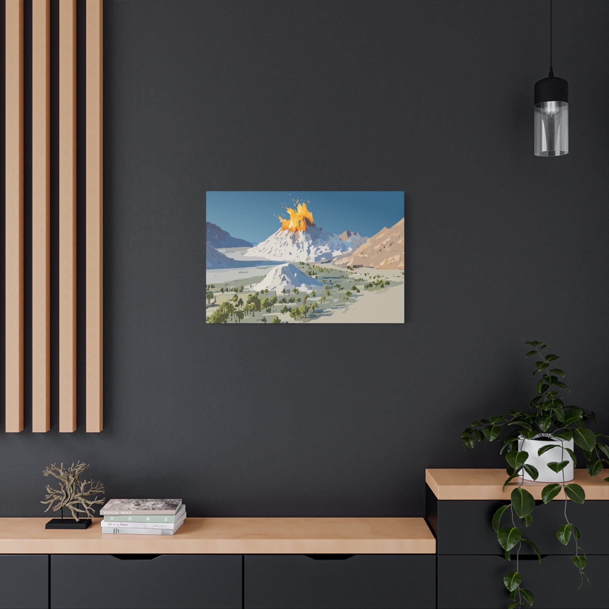 Tropical Volcano Eruption Canvas Print for Nature-Obsessed Interiors — Island Adventure Wall Art, FSC-Certified Matte Stretched Canvas, Home Decor Gift for Wanderlust Collectors