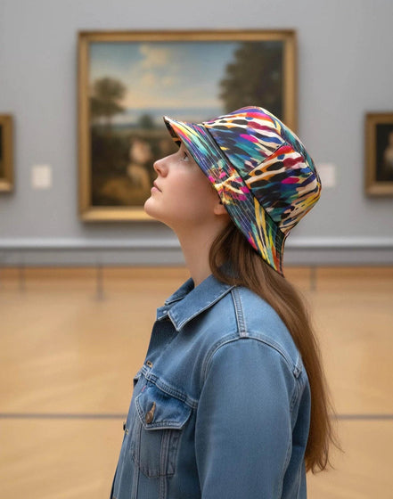 Kaleidoscope Geometric Bucket Hat - Trippy Rainbow Rave Hat for EDM Festivals & Dance Floor Style by Aesthetic Rebellion