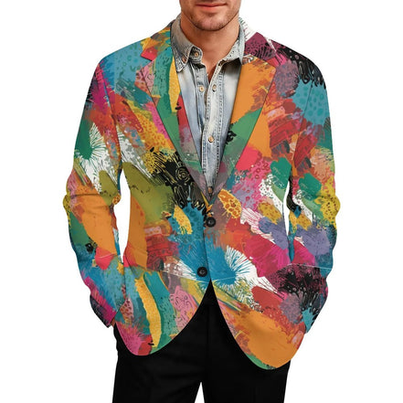 "Abstract Revolutionaire" All-Over Print Two-Button Suit — Sublimation Statement Blazer by Aesthetic Rebellion
