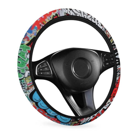 Psychedelic All-Over Print Steering Wheel Cover - Anti-Slip Maximalist Car Decor for Artistic Drivers by Aesthetic Rebellion