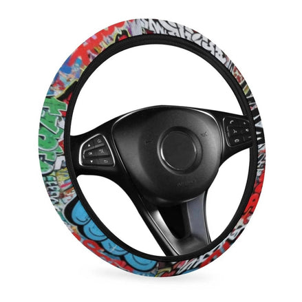 Psychedelic All-Over Print Steering Wheel Cover - Anti-Slip Maximalist Car Decor for Artistic Drivers by Aesthetic Rebellion
