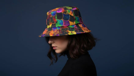 Maximalist Print Bucket Hat - Zany Stitch Detail, USA Made by Aesthetic Rebellion