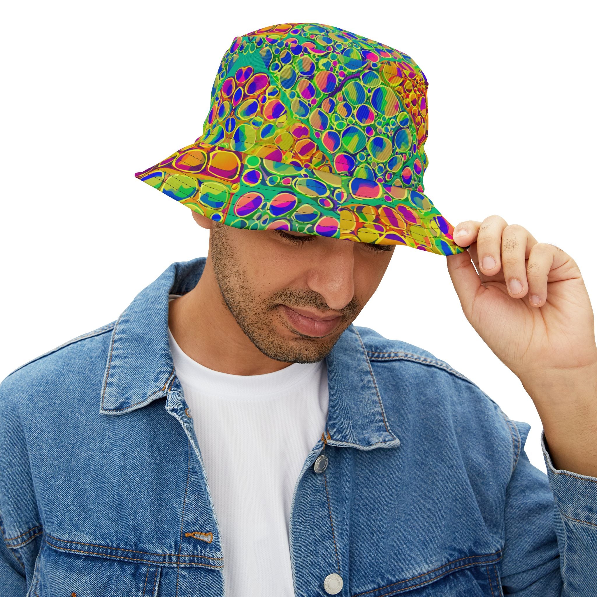 Mind Melting Visuals Bucket Hat for Aesthetic Rebels — Dyles Mavis AOP, Made in USA, Head-Turning Festival Headwear, Statement Accessory for the Scroll-Stopping Dresser